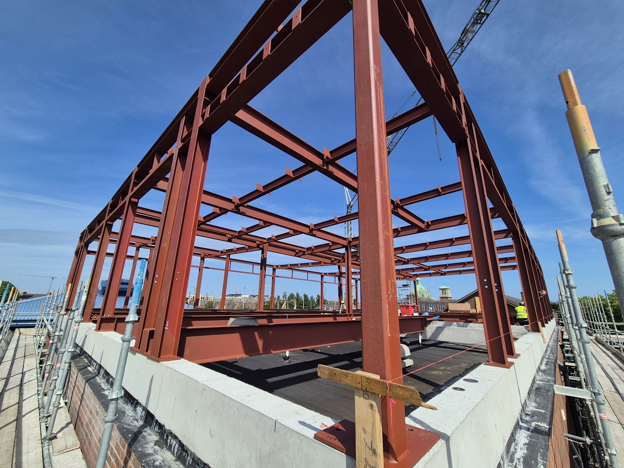 Rooftop Steel Frame, steel fabrication project in Stoneybatter, Dublin 7 by Churchtown Steel Engineering Dublin