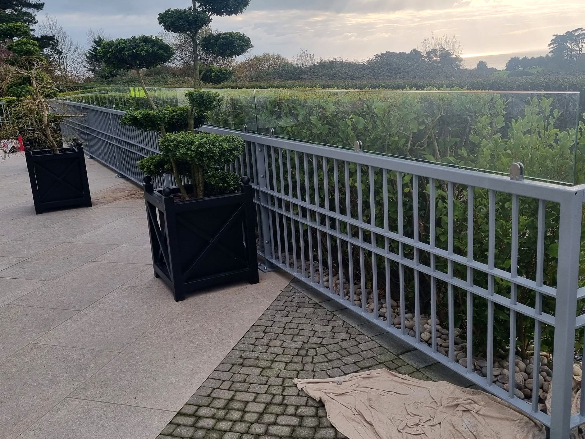 Terrace Railings with Glass Topping, steel fabrication project in Howth, Co. Dublin by Churchtown Steel Engineering Dublin